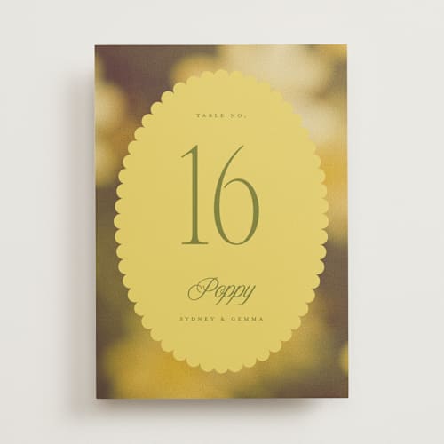 This is a island citrus table numbers with standard by Morgan Kendall called bloom printing on doublethick in standard