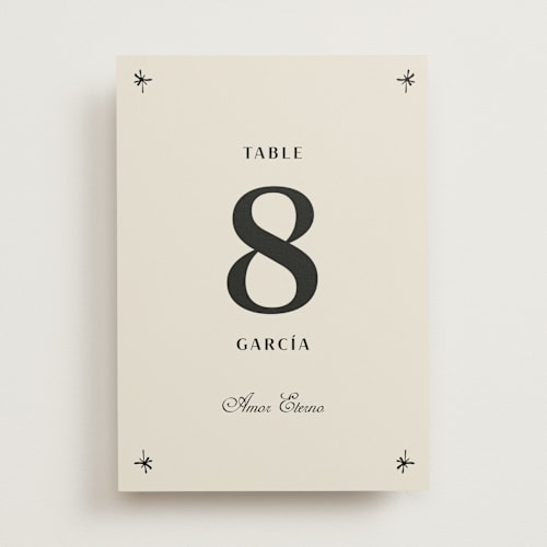 This is a ivory table numbers with standard by Ani Somi called milagro printing on doublethick in standard