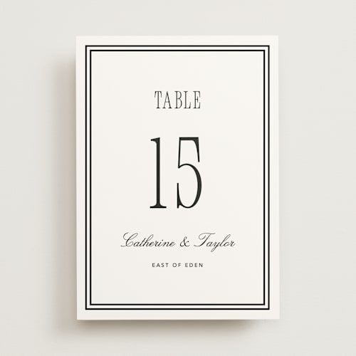 This is a silk table numbers with standard by Kelly Schmidt called formal minimalist printing on doublethick in standard