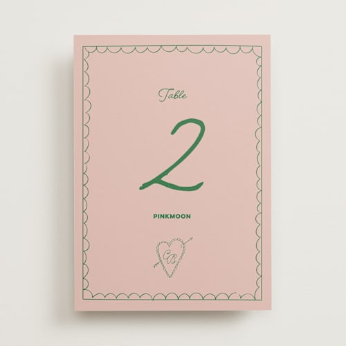 This is a avocado table numbers with standard by Helena Vitto called crazy little thing called love printing on doublethick in standard