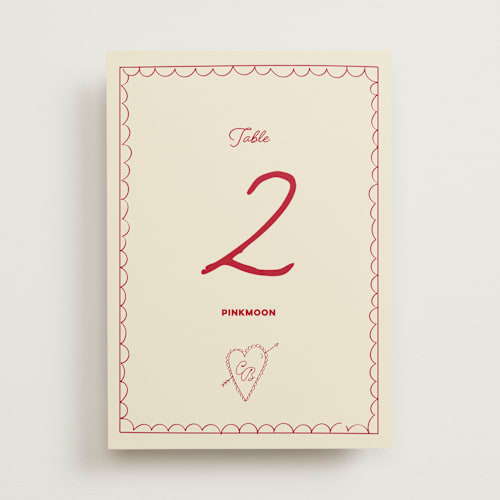 This is a strawberry table numbers with standard by Helena Vitto called crazy little thing called love printing on doublethick in standard