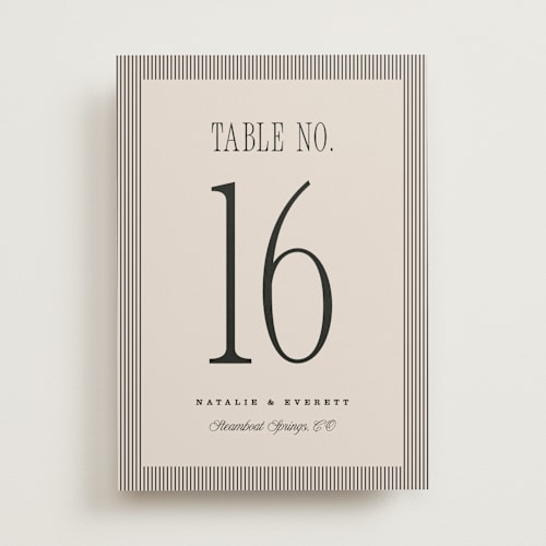 This is a noir table numbers with standard by Pixel and Hank called linea printing on doublethick in standard
