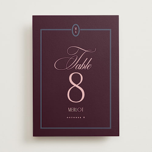 This is a plum table numbers with standard by Owl and Toad called sophisticate printing on doublethick in standard