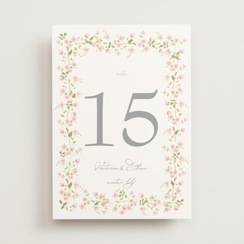 This is a peony table numbers with standard by Baumbirdy called rosebud printing on doublethick in standard