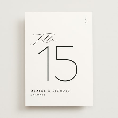 This is a tuxedo table numbers with standard by Kate Ahn called paire printing on doublethick in standard