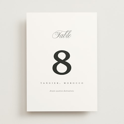 This is a ebony table numbers with standard by Laura Hamm called simply classic printing on doublethick in standard