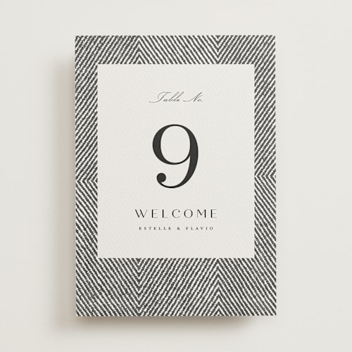 This is a noir table numbers with standard by FRANI called elegant ethno printing on doublethick in standard