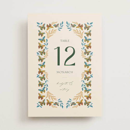 This is a sunset table numbers with standard by Jen Owens called flutter printing on doublethick in standard
