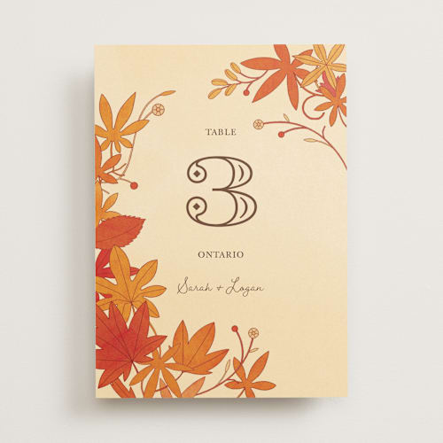 This is a autumn table numbers with standard by Morgan Ramberg called fall in love printing on doublethick in standard