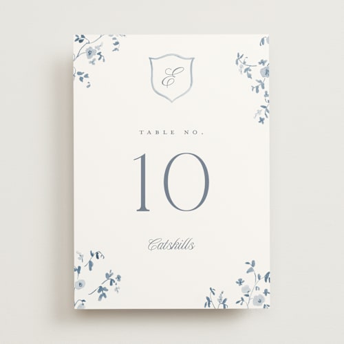 This is a bluebell table numbers with standard by Everett Paper Goods called wildflower corners printing on doublethick in standard