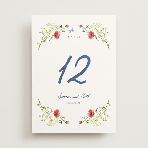 This is a ivory table numbers with standard by frau brandt called wildflower romance printing on doublethick in standard
