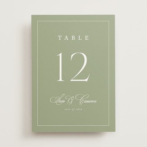 This is a garden table numbers with standard by Kelly Schmidt called greenwood printing on doublethick in standard