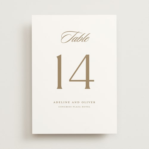 This is a golden table numbers with standard by Stacey Meacham called classic decorum printing on doublethick in standard