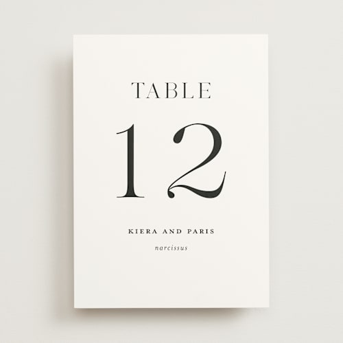 This is a tuxedo table numbers with standard by tuldok called embellished note printing on doublethick in standard