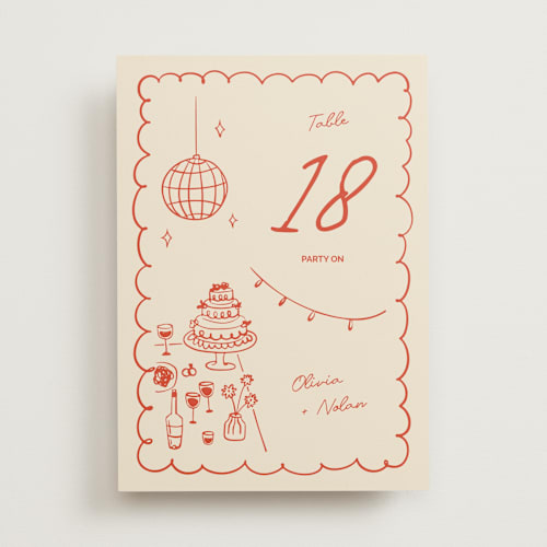 This is a sangria spark table numbers with standard by Zove Ahhh called party on! printing on doublethick in standard