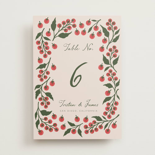 This is a tomato table numbers with standard by Katharine Watson called cherry tomatoes printing on doublethick in standard