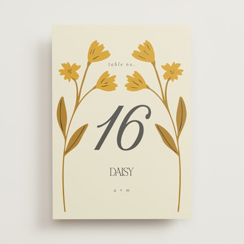 This is a yolk table numbers with standard by Morgan Kendall called vintage wildflowers printing on doublethick in standard