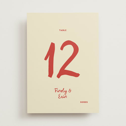 This is a cherry table numbers with standard by Ani Somi called big heart wedding printing on doublethick in standard