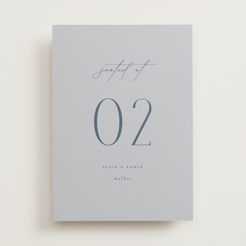 This is a aqua table numbers with standard by Christie Garcia called everly printing on doublethick in standard