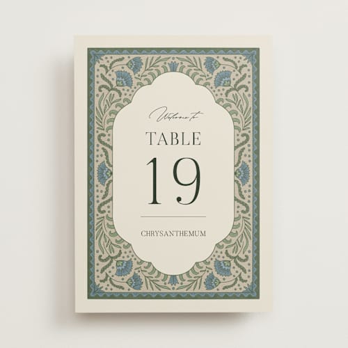This is a robins egg table numbers with standard by Jen Owens called century printing on doublethick in standard
