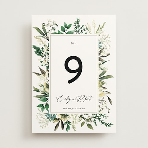 This is a porcelain table numbers with standard by Susan Moyal called fresh classic printing on doublethick in standard