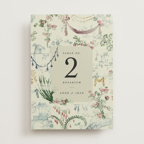 This is a nouvelle table numbers with standard by Sumak Studio called chinoiserie printing on doublethick in standard