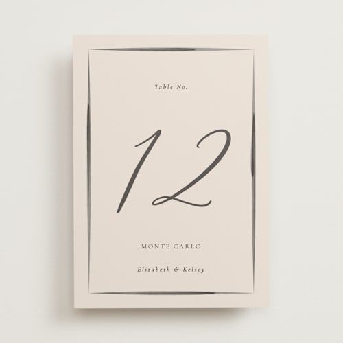 This is a tuxedo table numbers with standard by Corinne Malesic called bow printing on doublethick in standard