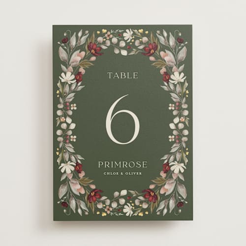 This is a vert table numbers with standard by Erin Deegan called fleur sauvage printing on doublethick in standard