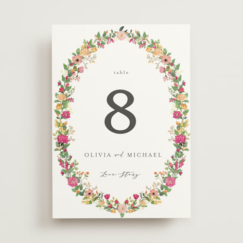 This is a tropical table numbers with standard by Susan Moyal called meadow love printing on doublethick in standard