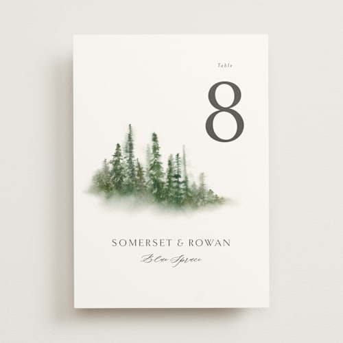 This is a evergreen table numbers with standard by Melanie Kosuge called somerset printing on doublethick in standard