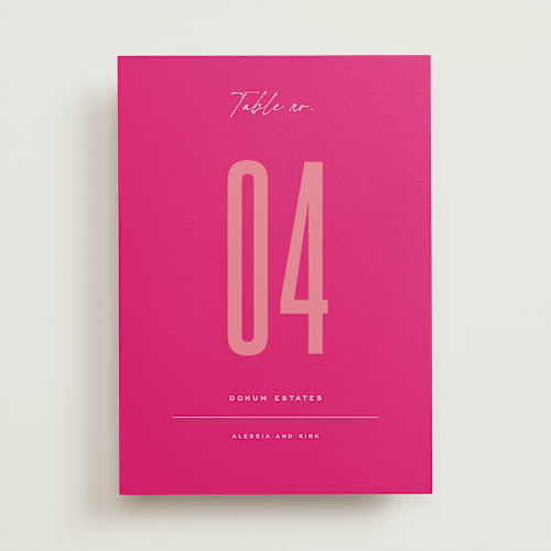 This is a fruit punch table numbers with standard by Ashley DeMeyere called pop romance printing on doublethick in standard