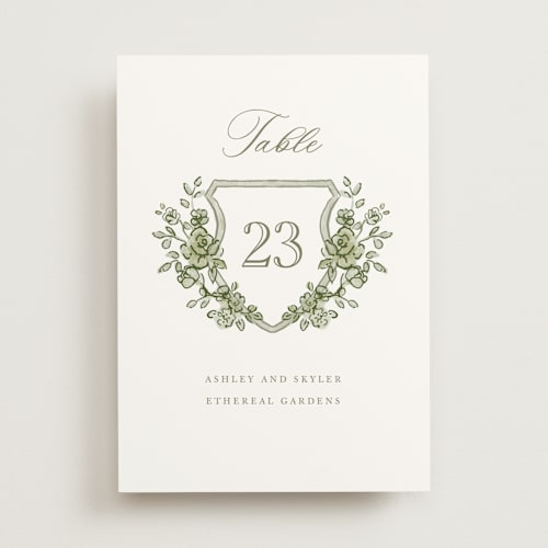 This is a moss table numbers with standard by Cass Loh called watercolor flowers crest printing on doublethick in standard