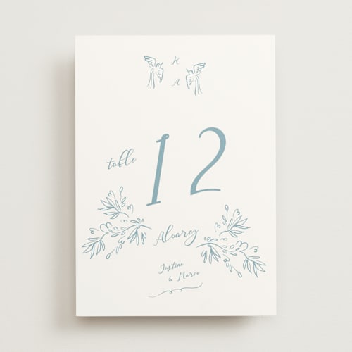 This is a powder blue table numbers with standard by Ani Somi called sundaland gardens printing on doublethick in standard