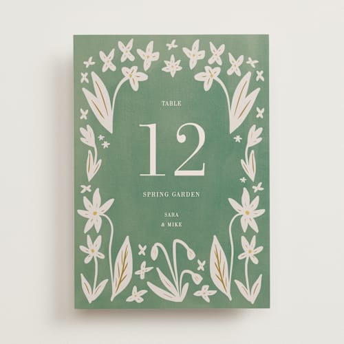 This is a emerald table numbers with standard by Ani Somi called friendly flowers printing on doublethick in standard