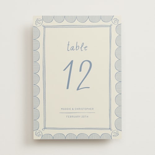 This is a sky table numbers with standard by Kelly Watkins called florence printing on doublethick in standard