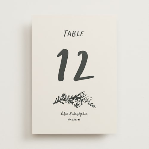 This is a ink table numbers with standard by Kelly Watkins called botanical crest printing on doublethick in standard