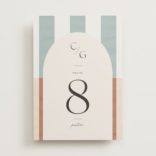 This is a almond table numbers with standard by Blustery August called trois printing on doublethick in standard