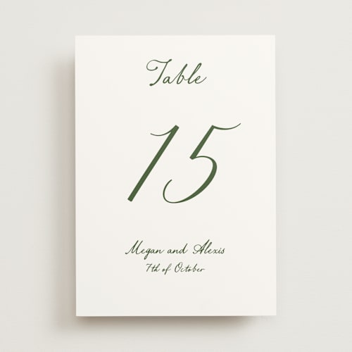 This is a moss table numbers with standard by Cass Loh called handwritten printing on doublethick in standard