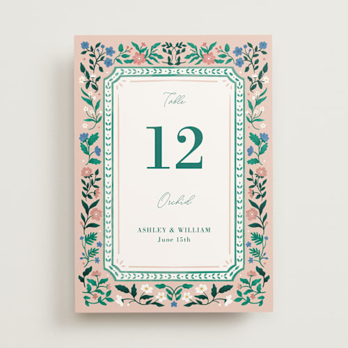 This is a petal table numbers with standard by Elly called le jardin printing on doublethick in standard