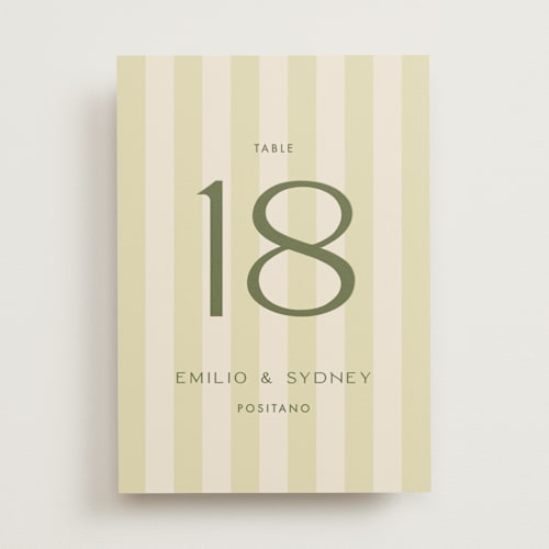 This is a lime table numbers with standard by Ellen Schlegelmilch called palmetto printing on doublethick in standard