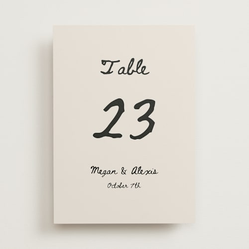 This is a lace table numbers with standard by Cass Loh called simple monogram printing on doublethick in standard