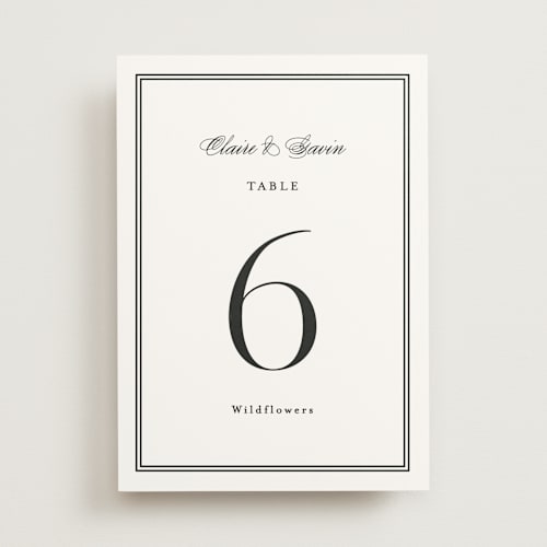 This is a tuxedo table numbers with standard by Carolyn MacLaren called timeless together printing on doublethick in standard