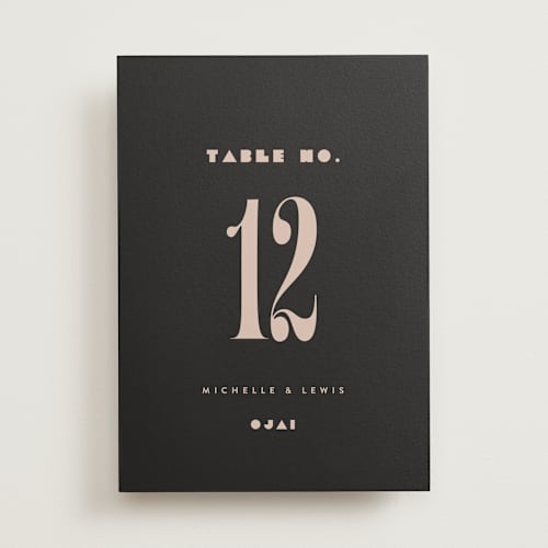 This is a noir table numbers with standard by Alethea and Ruth called bold stack printing on doublethick in standard
