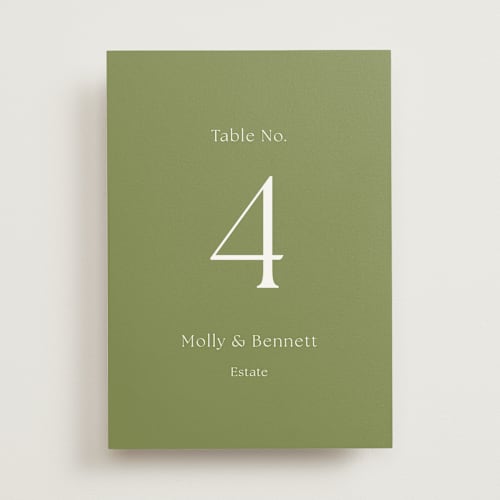 This is a moss table numbers with standard by Megan Davis called perriand printing on doublethick in standard