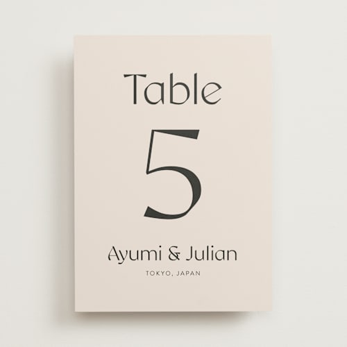 This is a ivory table numbers with standard by Melanie Kosuge called ayumi printing on doublethick in standard