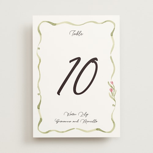 This is a deep blush table numbers with standard by Pati Cascino called barolo printing on doublethick in standard