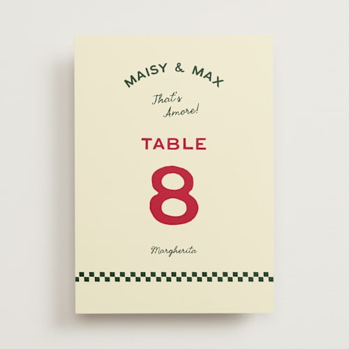 This is a pizzeria table numbers with standard by Ani Somi called trattoria printing on doublethick in standard
