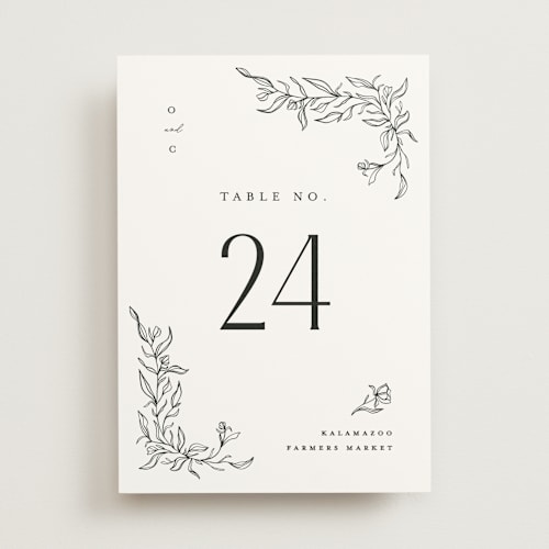 This is a alpine table numbers with standard by Pixel and Hank called floral cascade printing on doublethick in standard