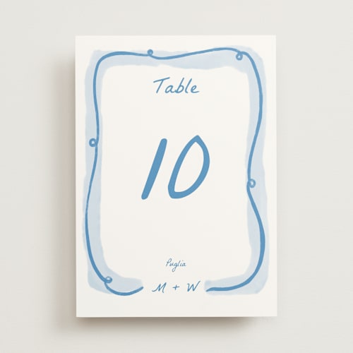 This is a blu table numbers with standard by Pati Cascino called giardino printing on doublethick in standard