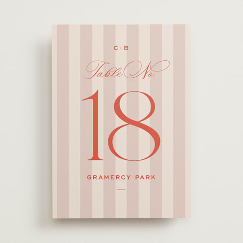 This is a verona sunset table numbers with standard by Megan Davis called racquet printing on doublethick in standard